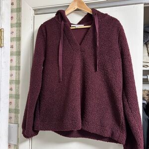 LOFT Burgundy Hooded Sweater